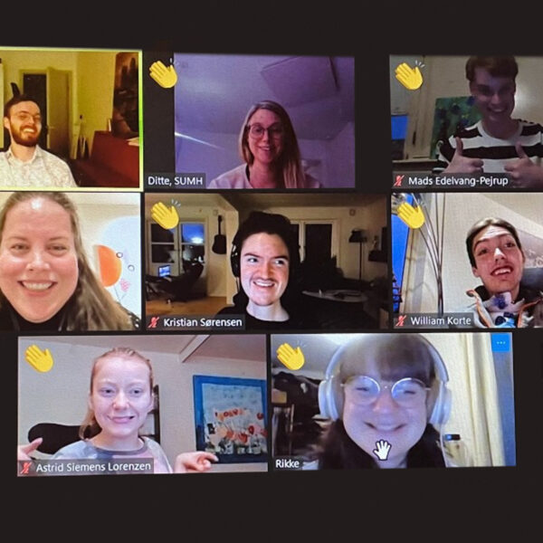 Unge stemmer: Online-møde med en masse unge, der smiler til hinanden