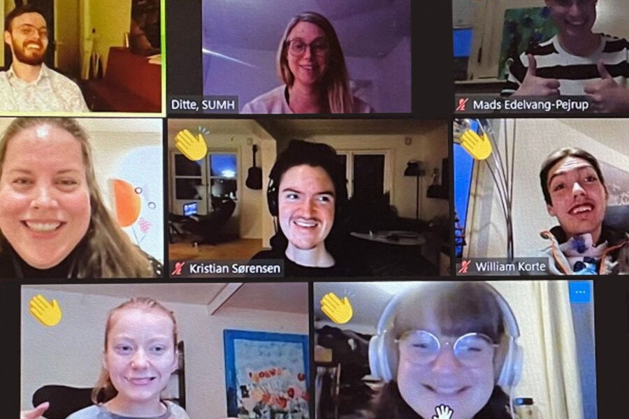 Unge stemmer: Online-møde med en masse unge, der smiler til hinanden