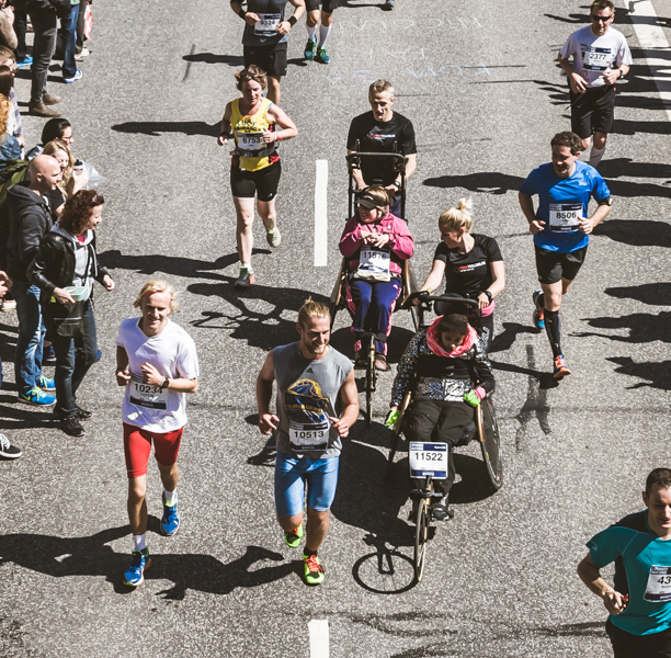 Luftfoto af deltagere fra Team Tvilling til CPH Maraton 2017